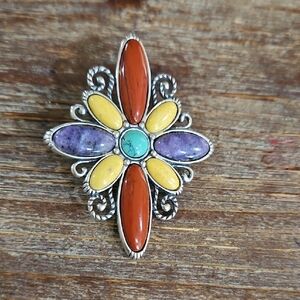 Vintage 925 Sterling CAROLYN POLLACK Gemstone Pendant/Brooch